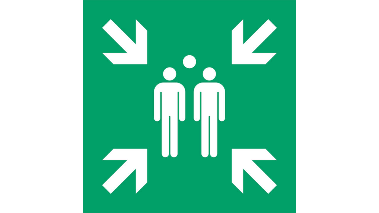 Pictogram bordje Djois Verzamelplaats 300x300mm groen