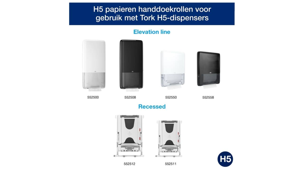 Handdoek Tork H5 PeakServe Universal 1-laags 201x225mm 12x410 vel wit 100585