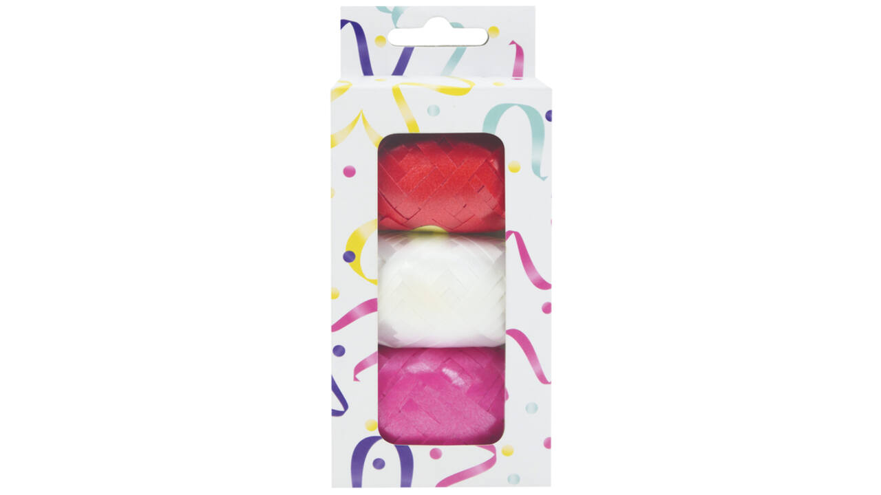Lint set à 3 kleuren rood, wit en roze