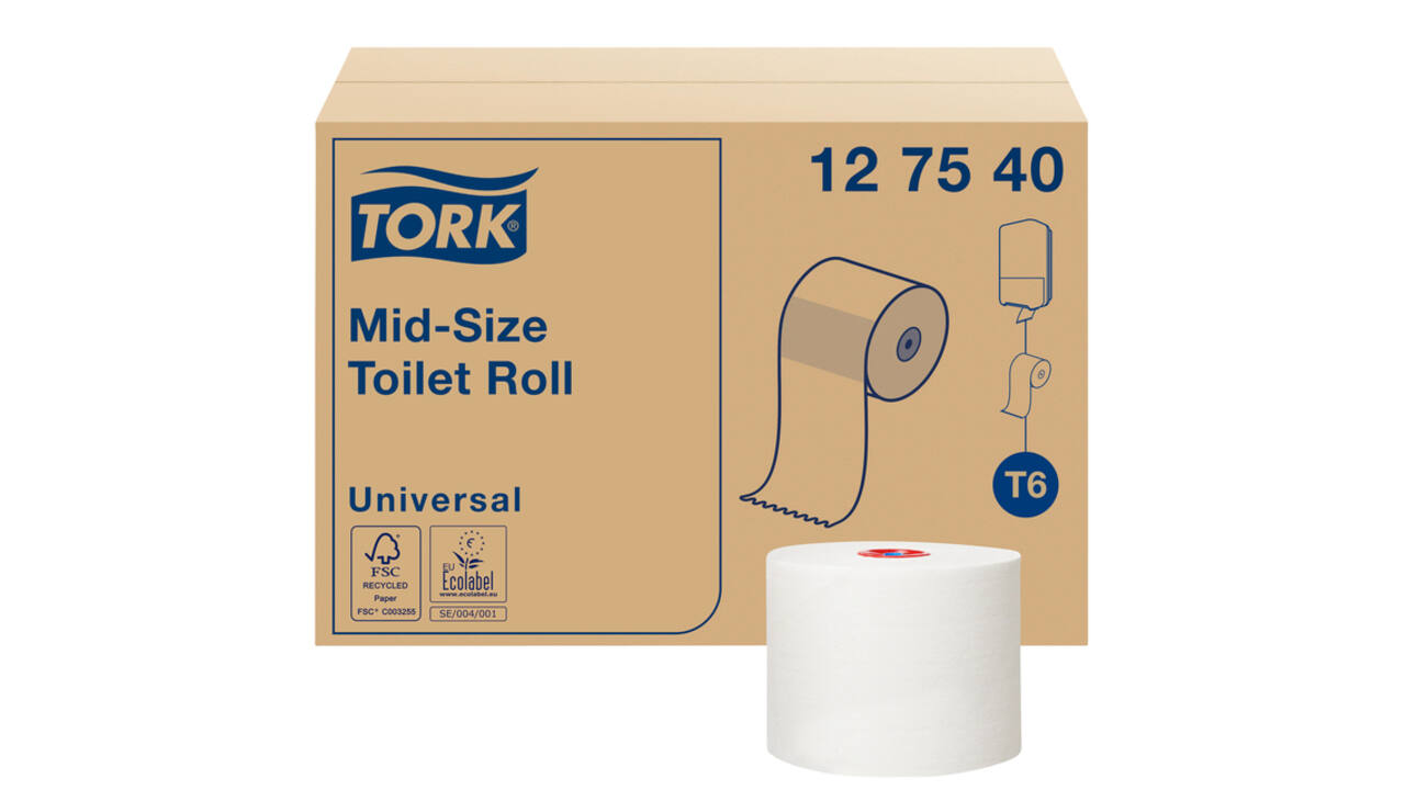 Toiletpapier Tork T6 Universal systeemrol 1-laags 135m wit 127540