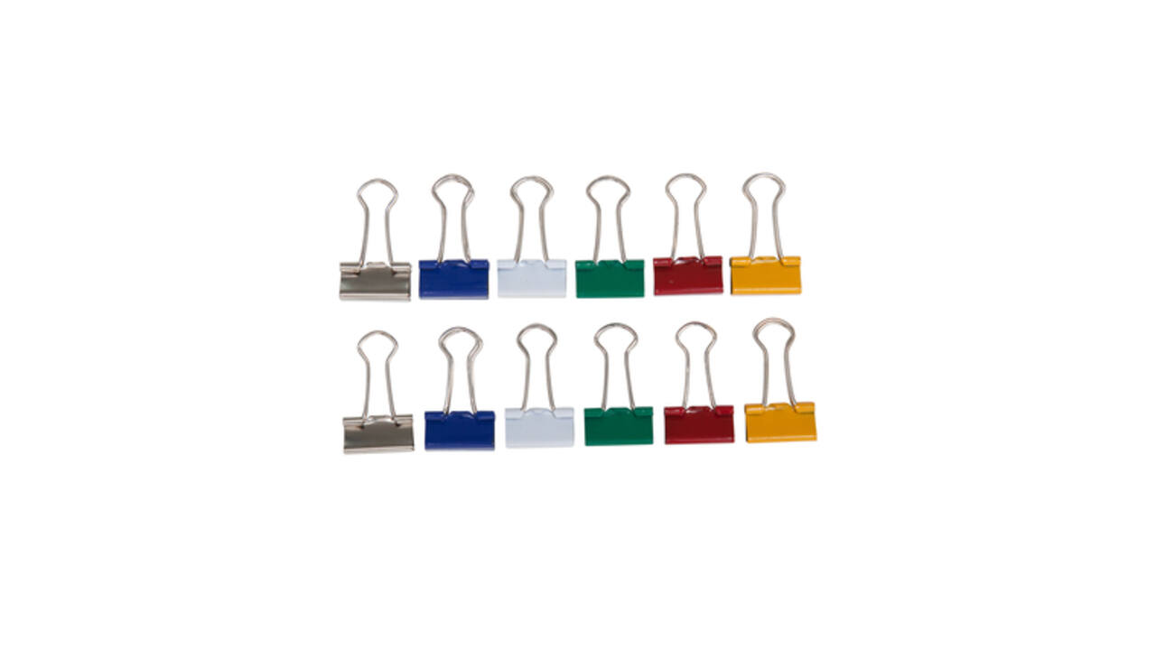 Papierklem MAUL 213 foldback 19mm capaciteit 7mm assorti 12 stuks