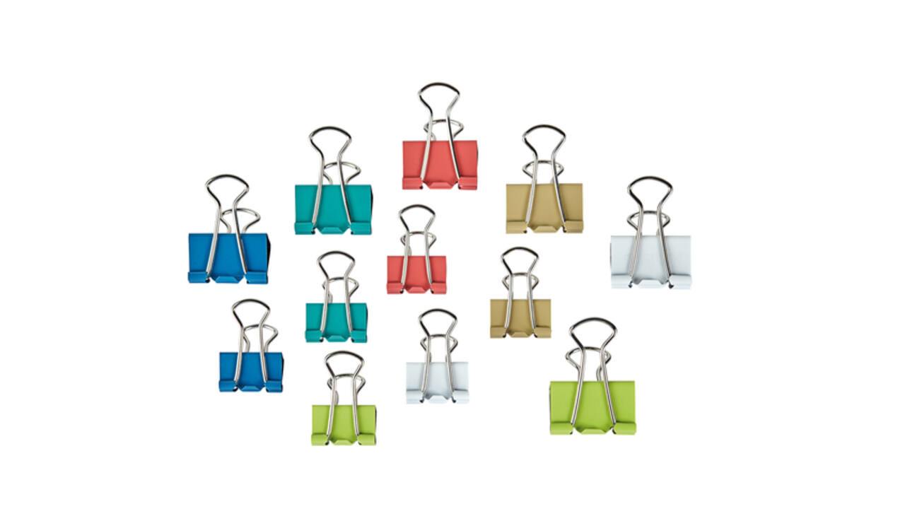 Papierklem MAUL 215 foldback 7mm + 9mm assorti 24 stuks