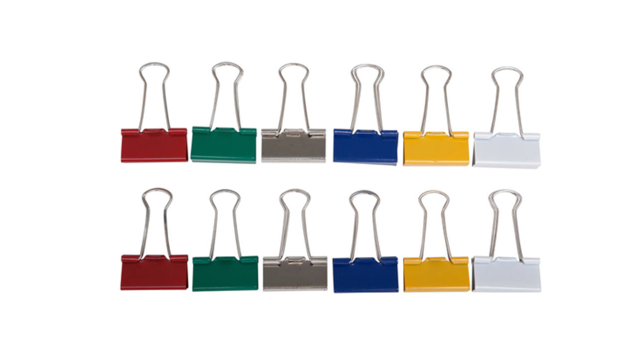 Papierklem MAUL 213 Foldback 32mm capaciteit 13mm assorti 12 stuks