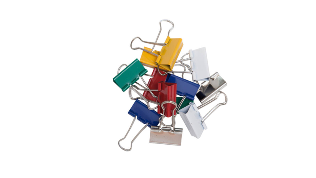 Papierklem MAUL 213 Foldback 32mm capaciteit 13mm assorti 12 stuks