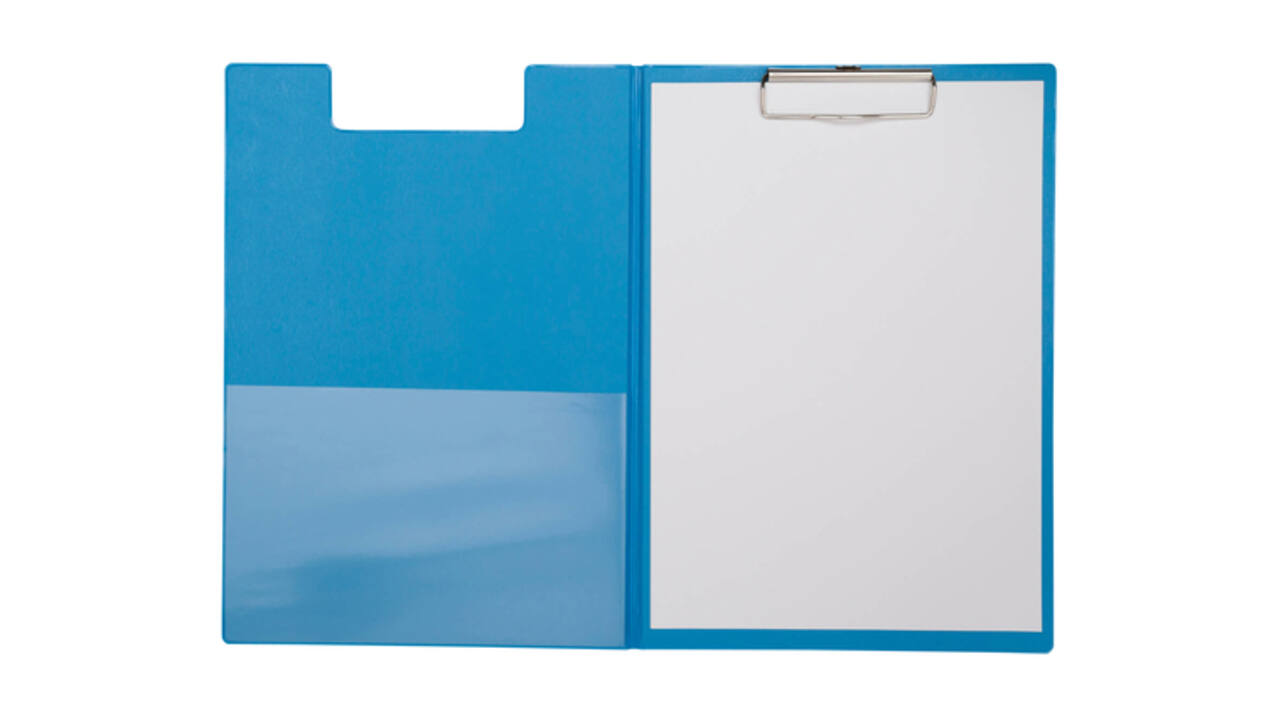 Klembordmap MAUL A4 staand met penlus PVC neon lichtblauw