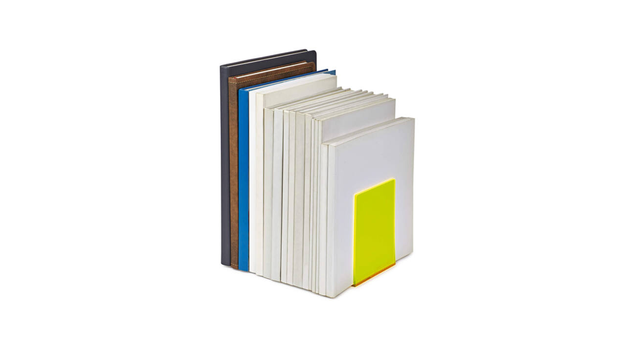 Boekensteun MAUL 10x10x13cm acryl set 2 neon geel transparant