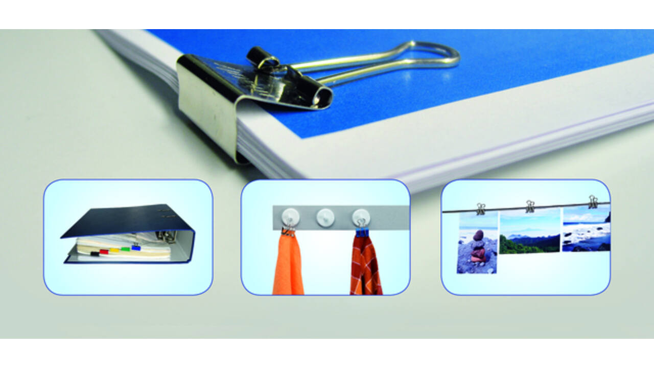 Papierklem MAUL 215 foldback 19mm capaciteit 7mm assorti 12 stuks