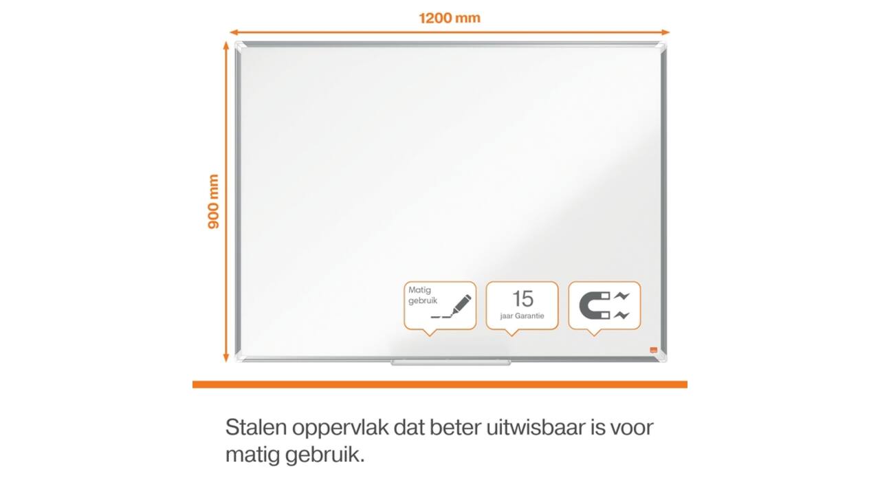 Whiteboard Nobo Premium Plus 90x120cm staal