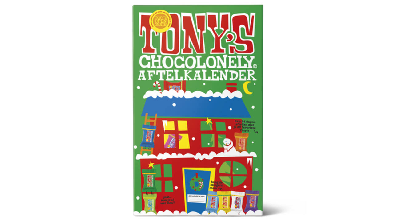 Chocolade Tony's Chocolonely Kerst big Tiny calendar 225gr assorti