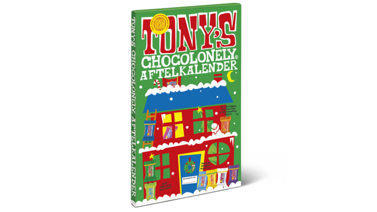 Chocolade Tony's Chocolonely Kerst big Tiny calendar 225gr assorti