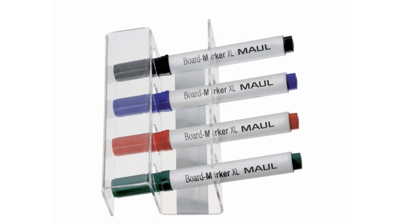 Whiteboard stifthouder MAUL universeel acryl magnetisch voor 4 stiften