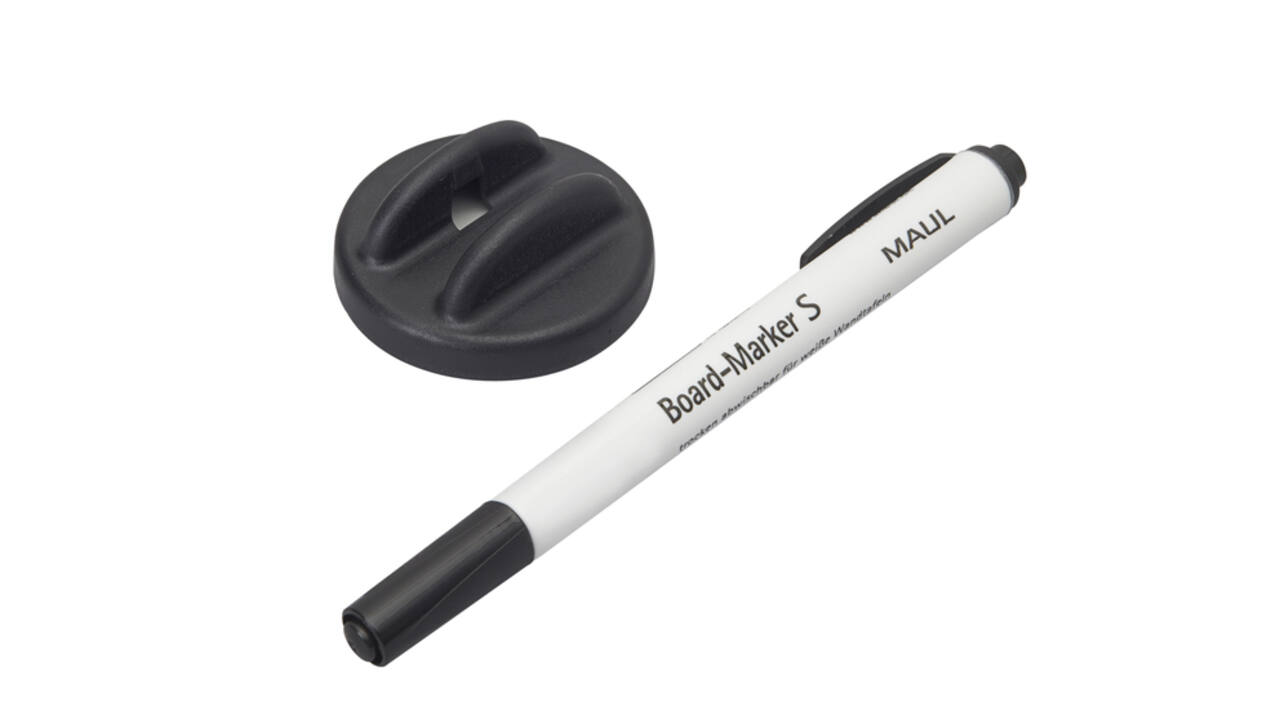 Whiteboardwisser MAUL met whitebordstift zwart magnetisch