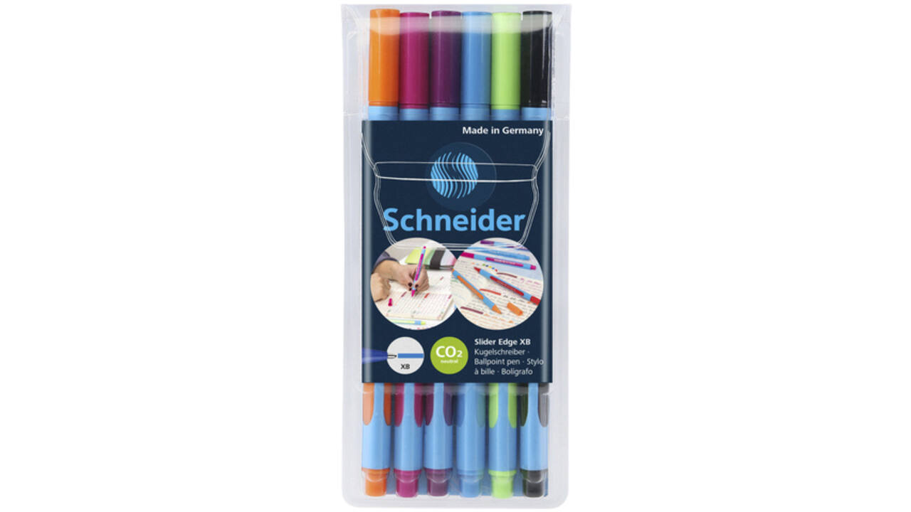 Balpen Schneider Slider Edge extra breed assorti etui à 6 stuks