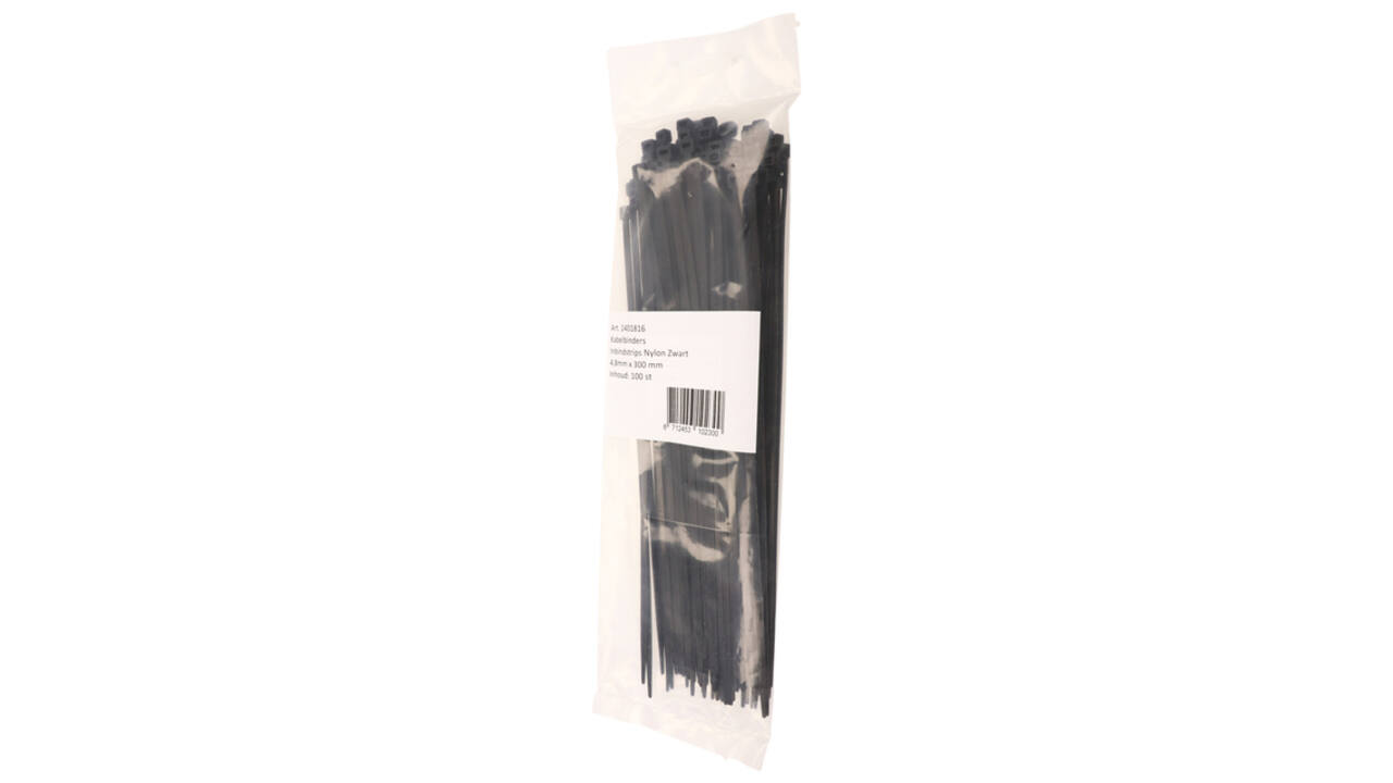 Kabelbinders IEZZY nylon 4.8x300mm D 81mm zwart 100 stuks