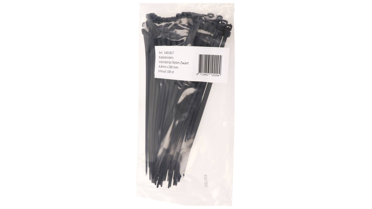 Kabelbinders IEZZY nylon 4.8x200mm D 49.5mm zwart 100 stuks