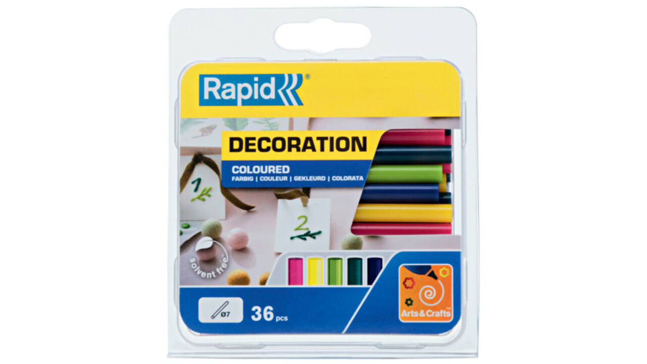 Lijmpatroon Rapid 7mm 5 kleuren assorti 36 stuks