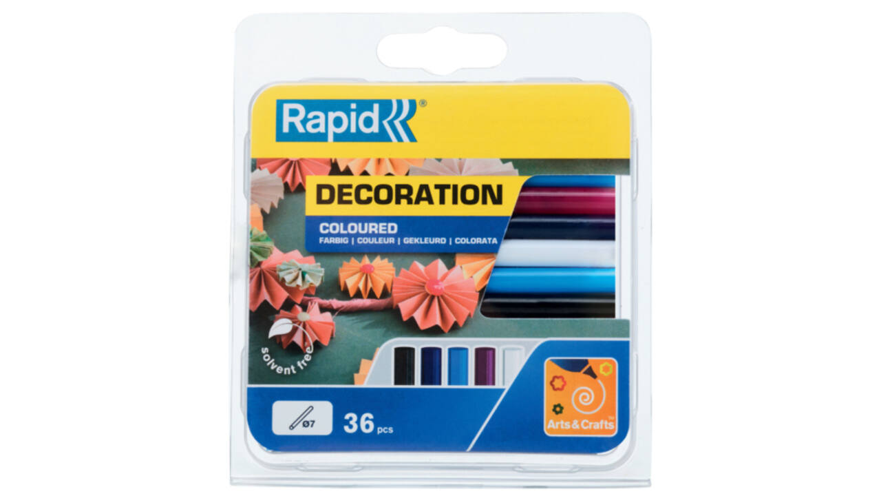 Lijmpatroon Rapid 7mm 5 kleuren assorti 36 stuks