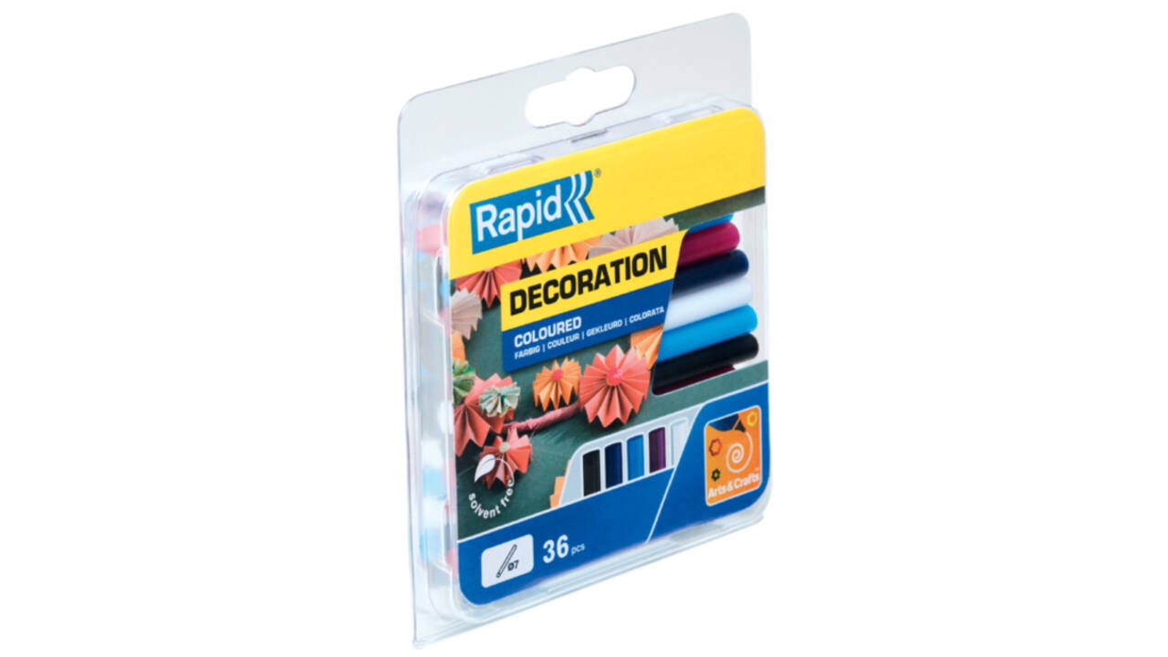 Lijmpatroon Rapid 7mm 5 kleuren assorti 36 stuks