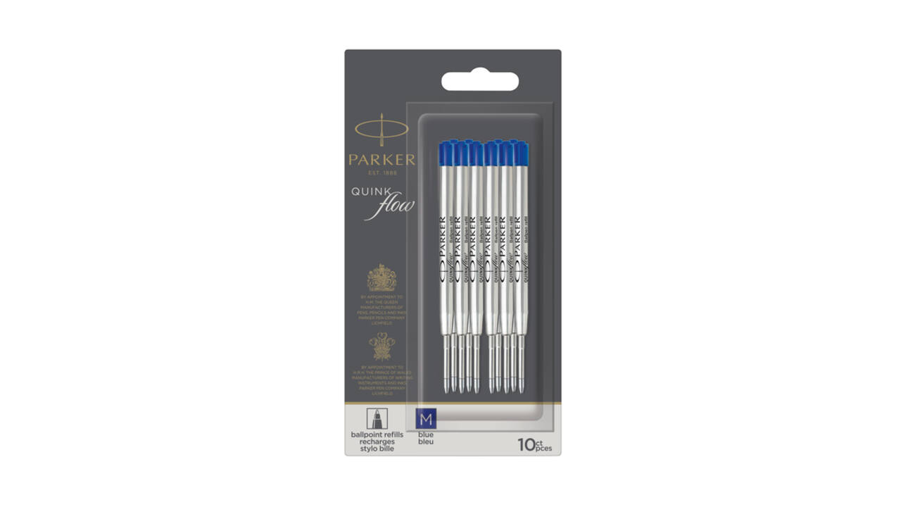 Balpenvulling Parker Quinkflow medium blauw blister à 10 stuks