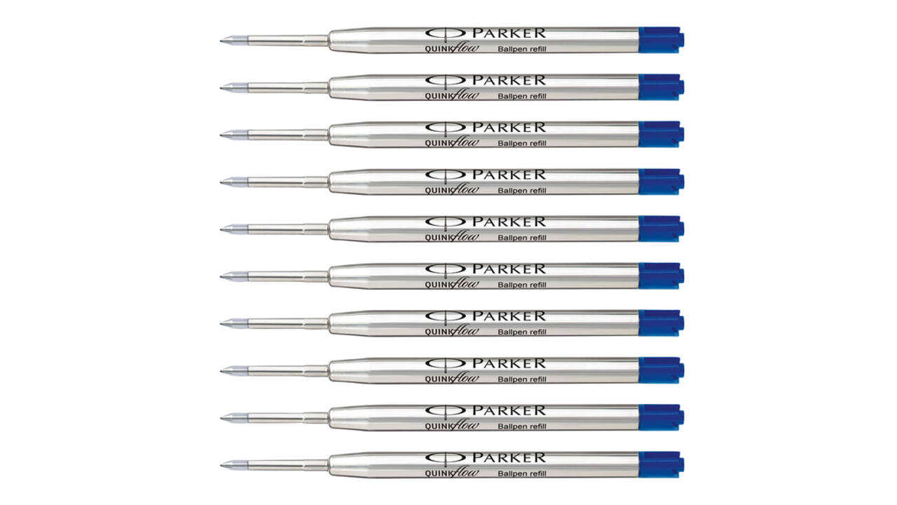 Balpenvulling Parker Quinkflow medium blauw blister à 10 stuks