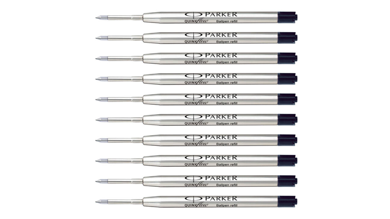 Balpenvulling Parker Quinkflow medium zwart blister à 10 stuks