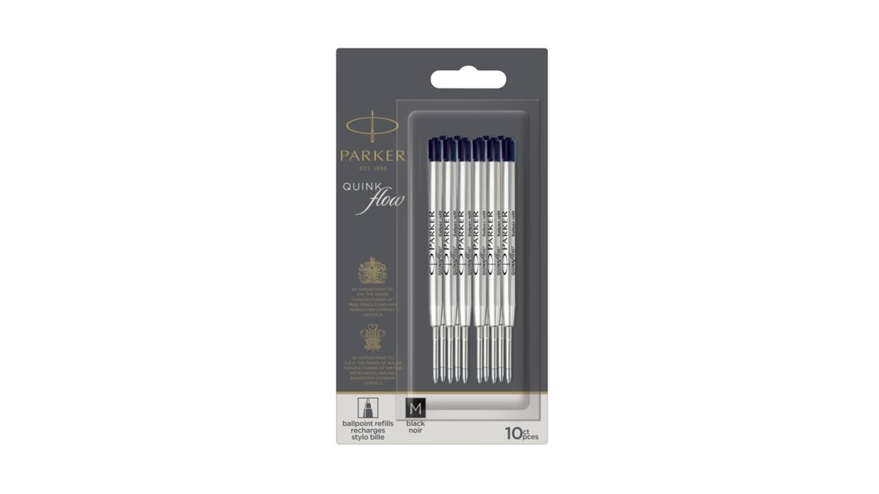 Balpenvulling Parker Quinkflow medium zwart blister à 10 stuks