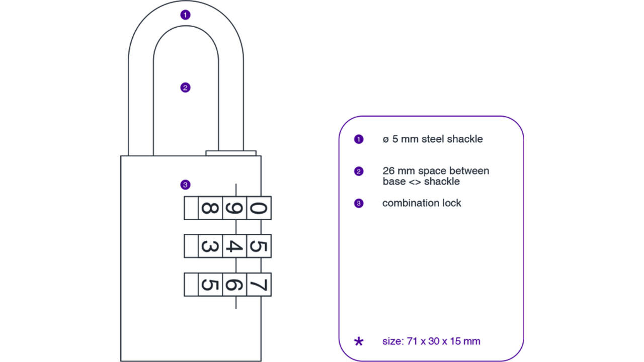 Hangslot Pavo met cijferslot 41x28x12mm