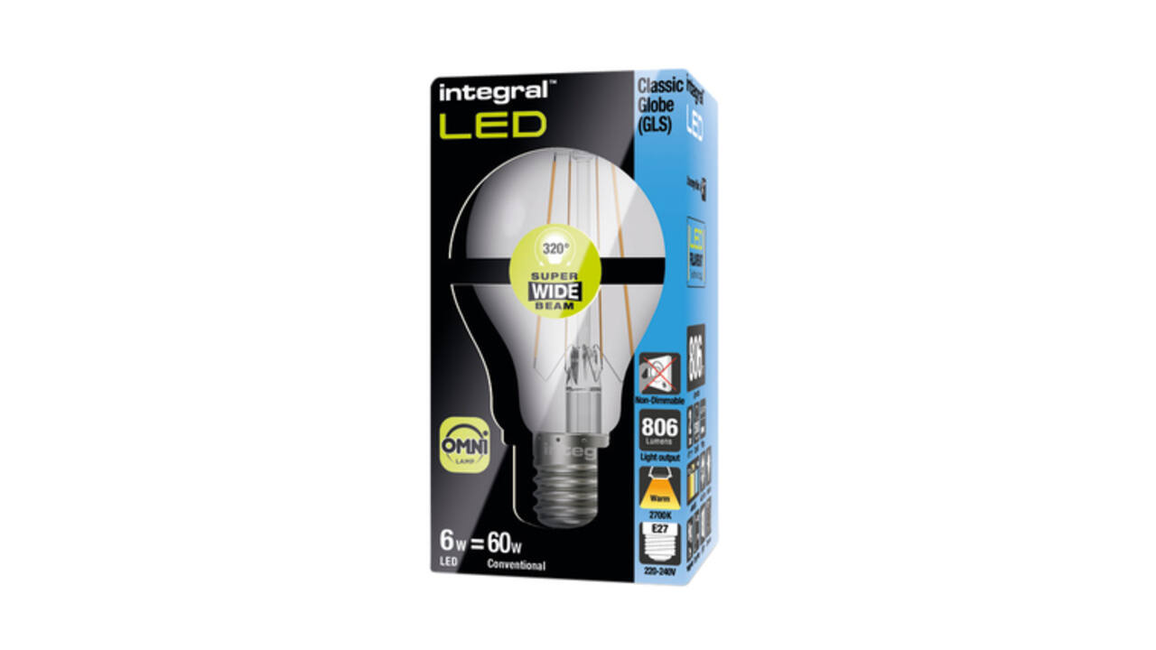 Ledlamp Integral E27 2700K warm wit 6.3W 806lumen