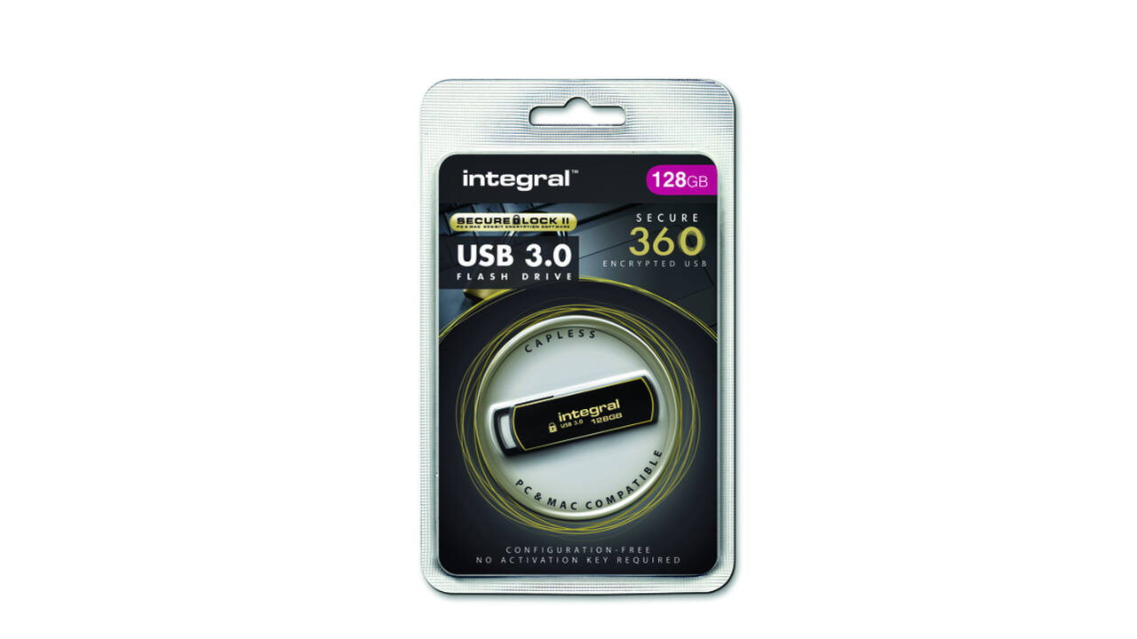 USB stick 3.0 Integral Secure 360 USB-A 128GB zwart