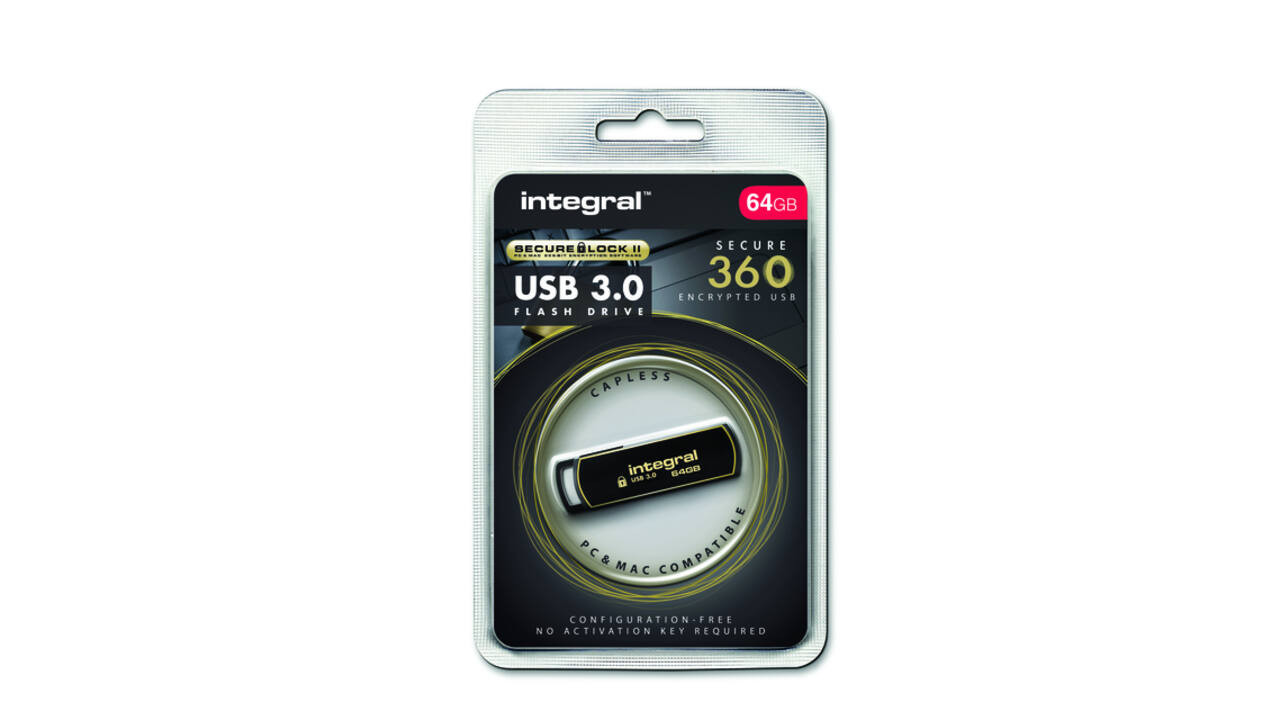 USB stick 3.0 Integral Secure 360 USB-A 64GB zwart