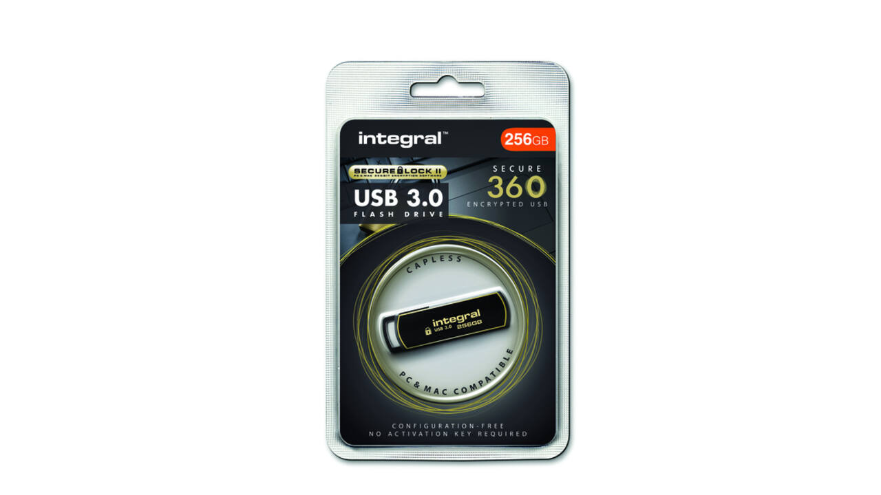 USB stick 3.0 Integral Secure 360 USB-A 256GB zwart