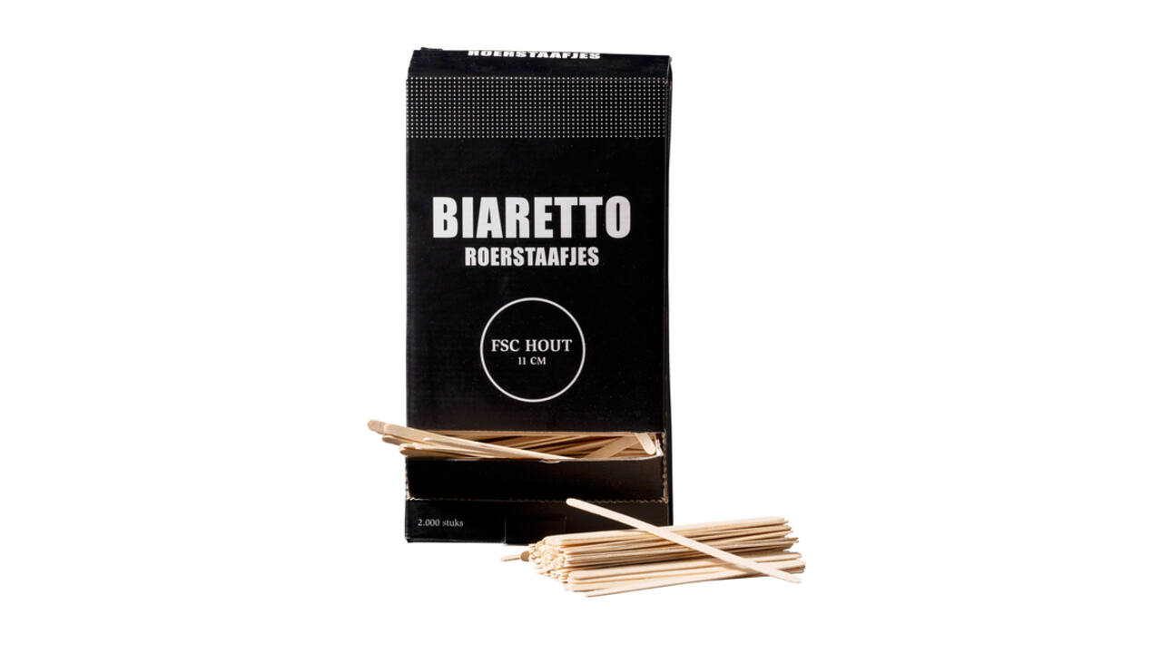 Roerstaafjes Biaretto hout 11cm 2000 stuks