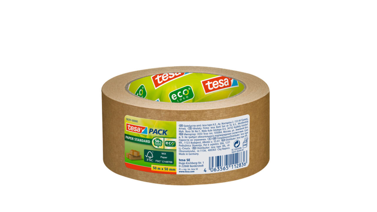 Verpakkingstape tesapack® Papier Standard ecoLogo 50mx50mm bruin