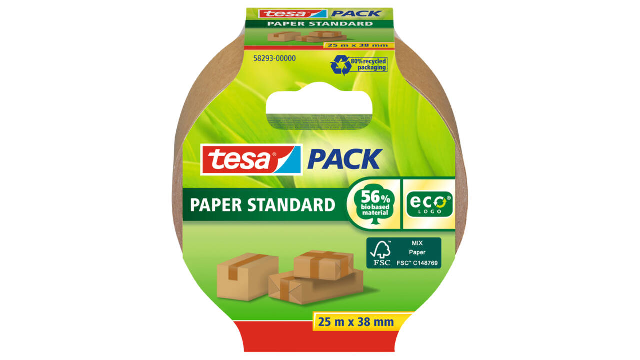 Verpakkingstape tesapack® Papier Standard ecoLogo 25mx38mm bruin
