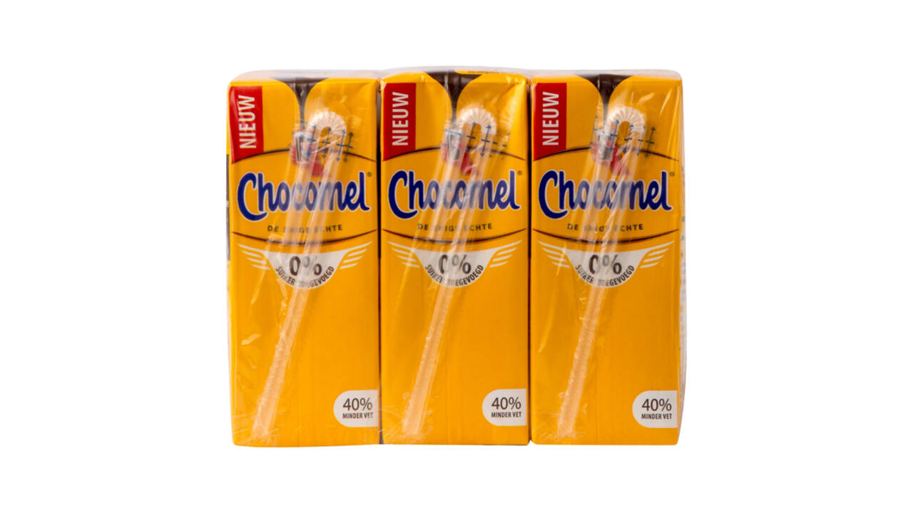 Chocolademelk Chocomel 0% toegevoegd suiker 20cl