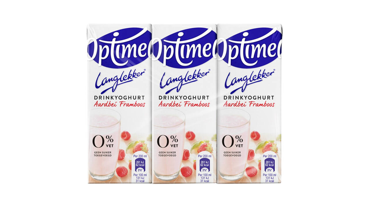 Drinkyoghurt Optimel Langlekker aardbei framboos 20cl