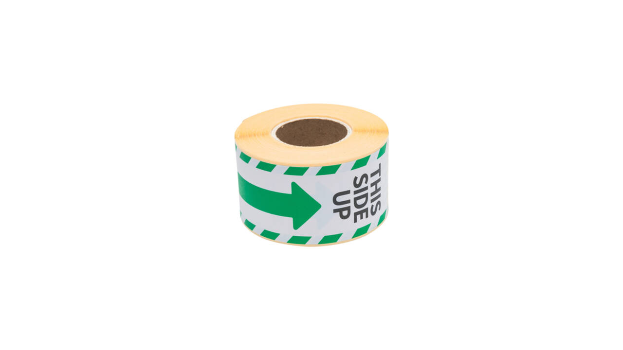 Waarschuwingsetiket Rillprint this side up 46x125mm wit groen 250 stuks