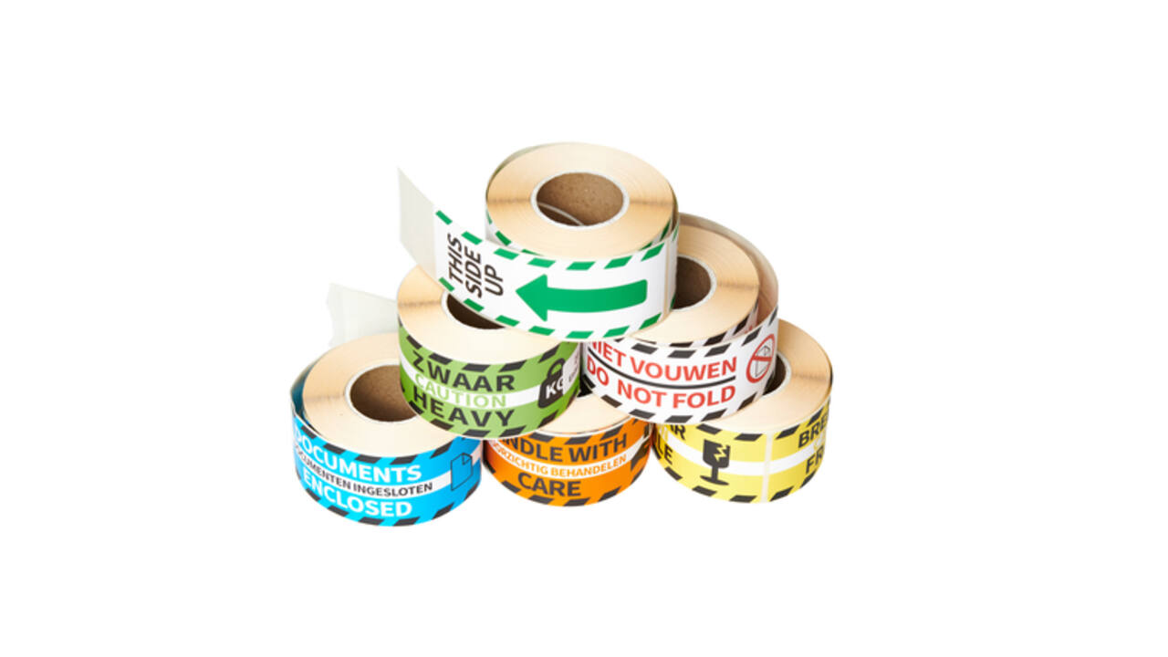 Waarschuwingsetiket Rillprint this side up 46x125mm wit groen 250 stuks