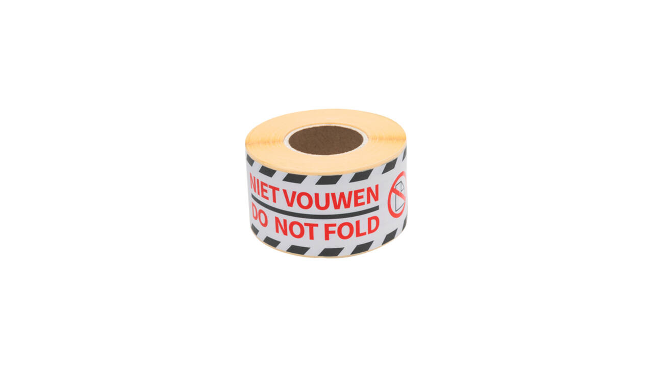 Waarschuwingsetiket Rillprint do not fold 46x125mm wit 250 stuks