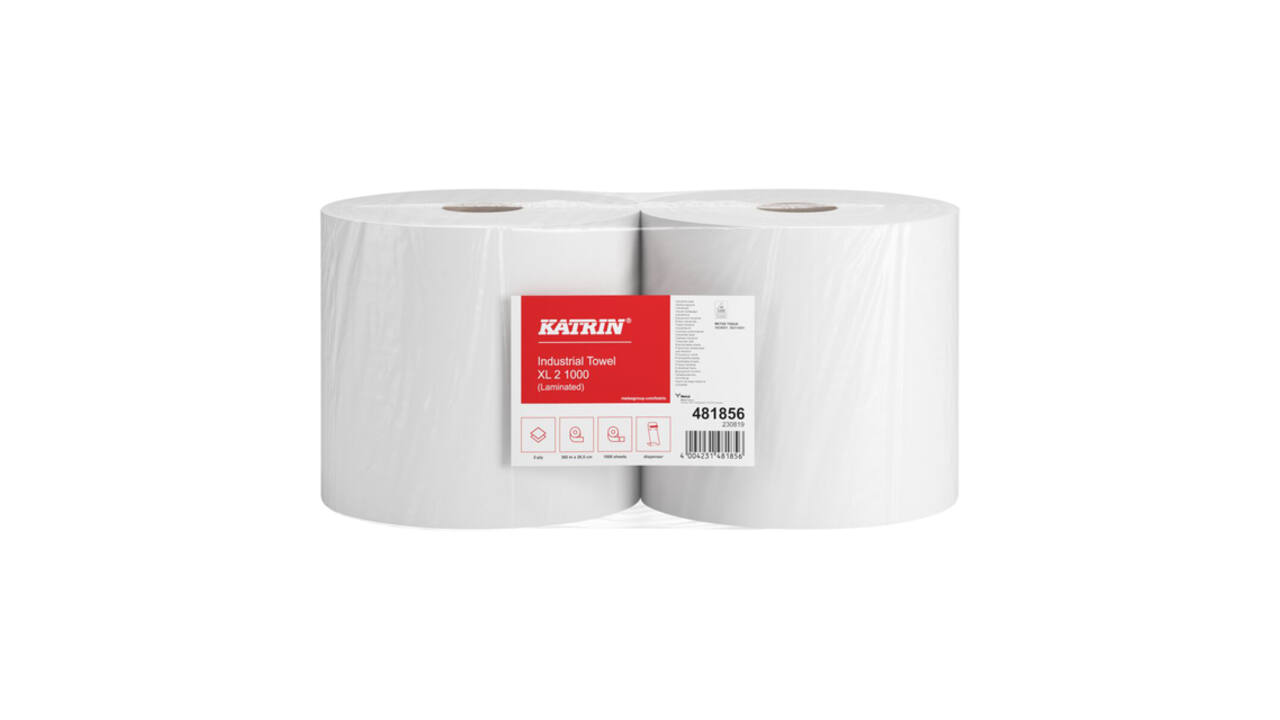 Poetspapier Katrin Industrial extra groot 2-laags 1000 vel wit 481856