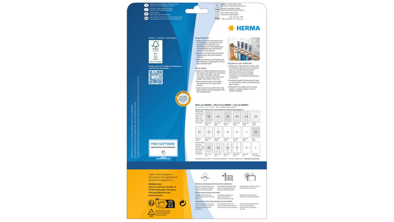 Etiket HERMA Power 10915 rond 30mm wit 1200 stuks