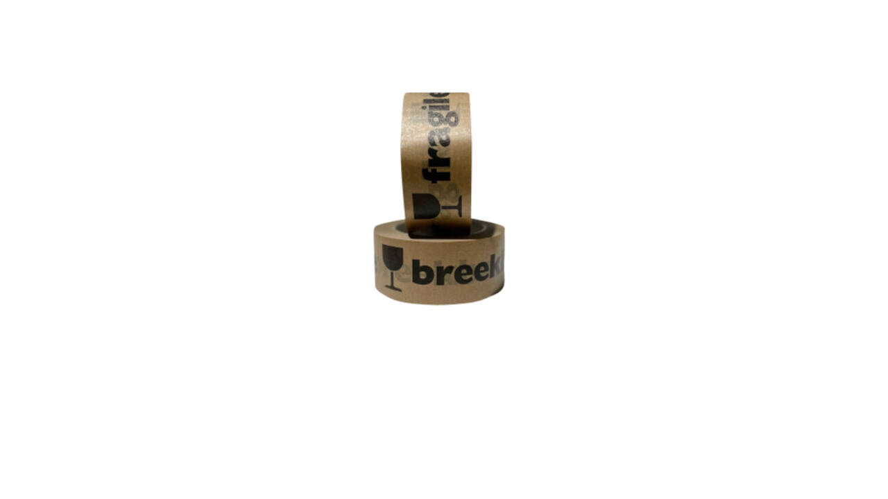 Waarschuwingstape IEZZY 50mmx50m 80p gerecycled papier br/zw