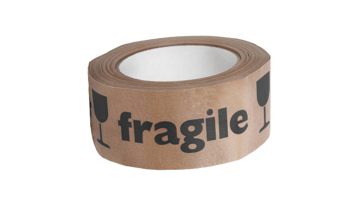Waarschuwingstape IEZZY 50mmx50m 80p gerecycled papier br/zw