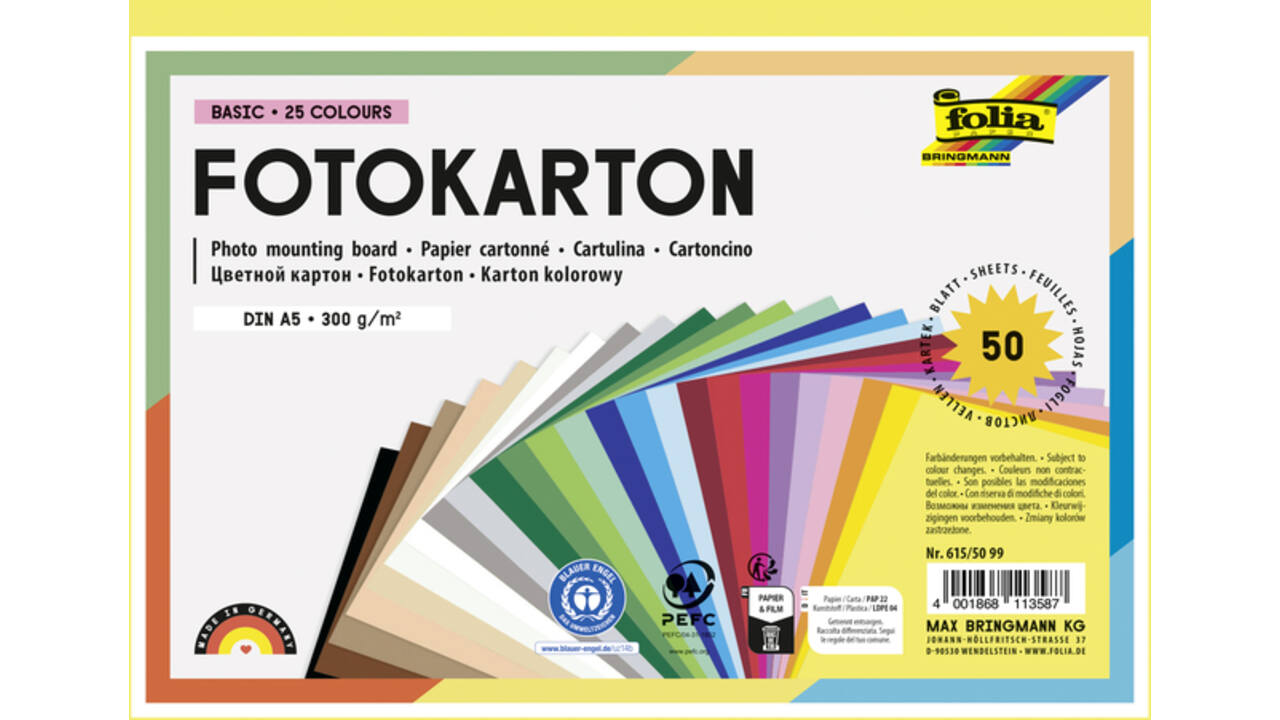 Fotokarton Folia 300gr A5 50vel assorti
