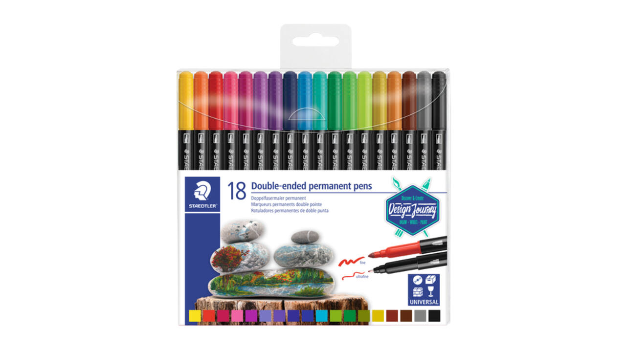 Viltstift Staedtler Design Journey permanent dubbele punt 18 kleuren