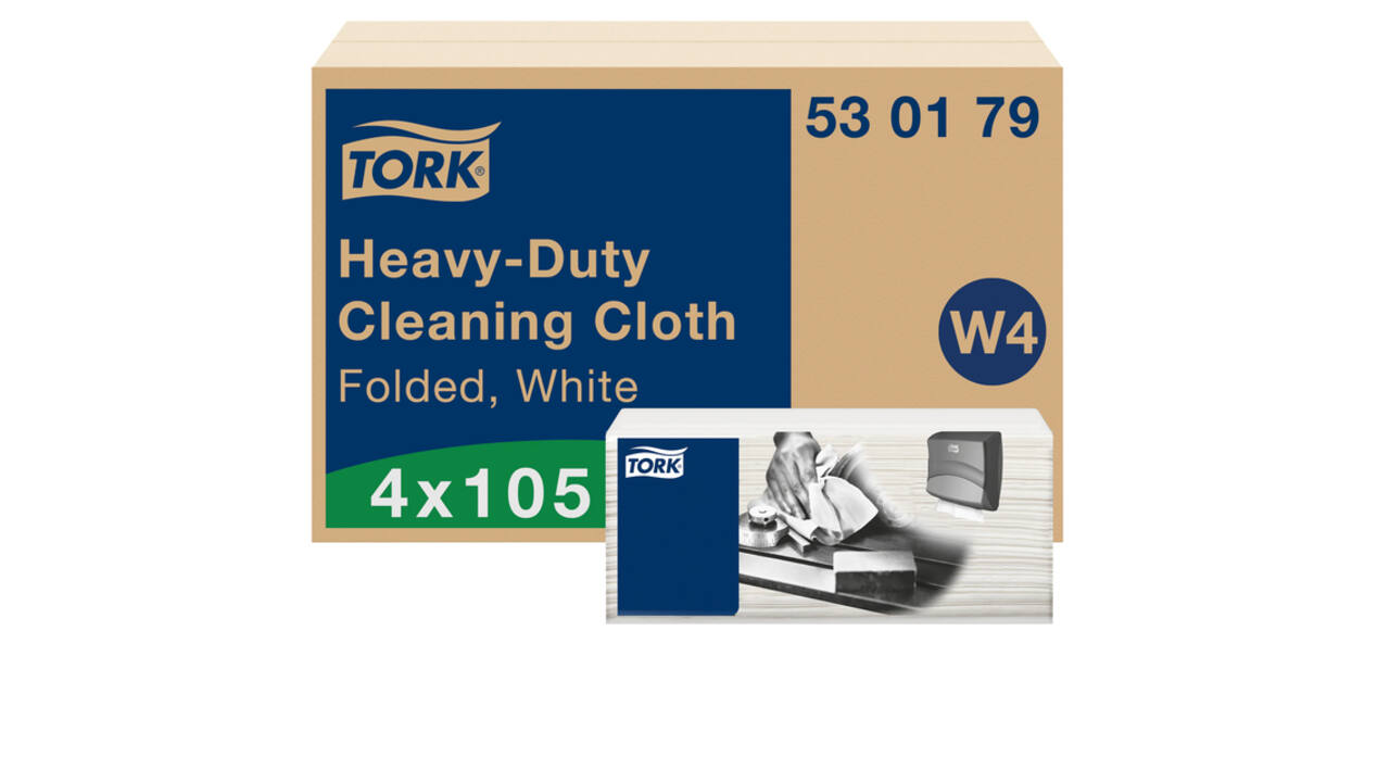 Reinigingsdoek Tork W4 Premium Heavy-Duty gevouwen 1-laags 4x105 vel wit 530179
