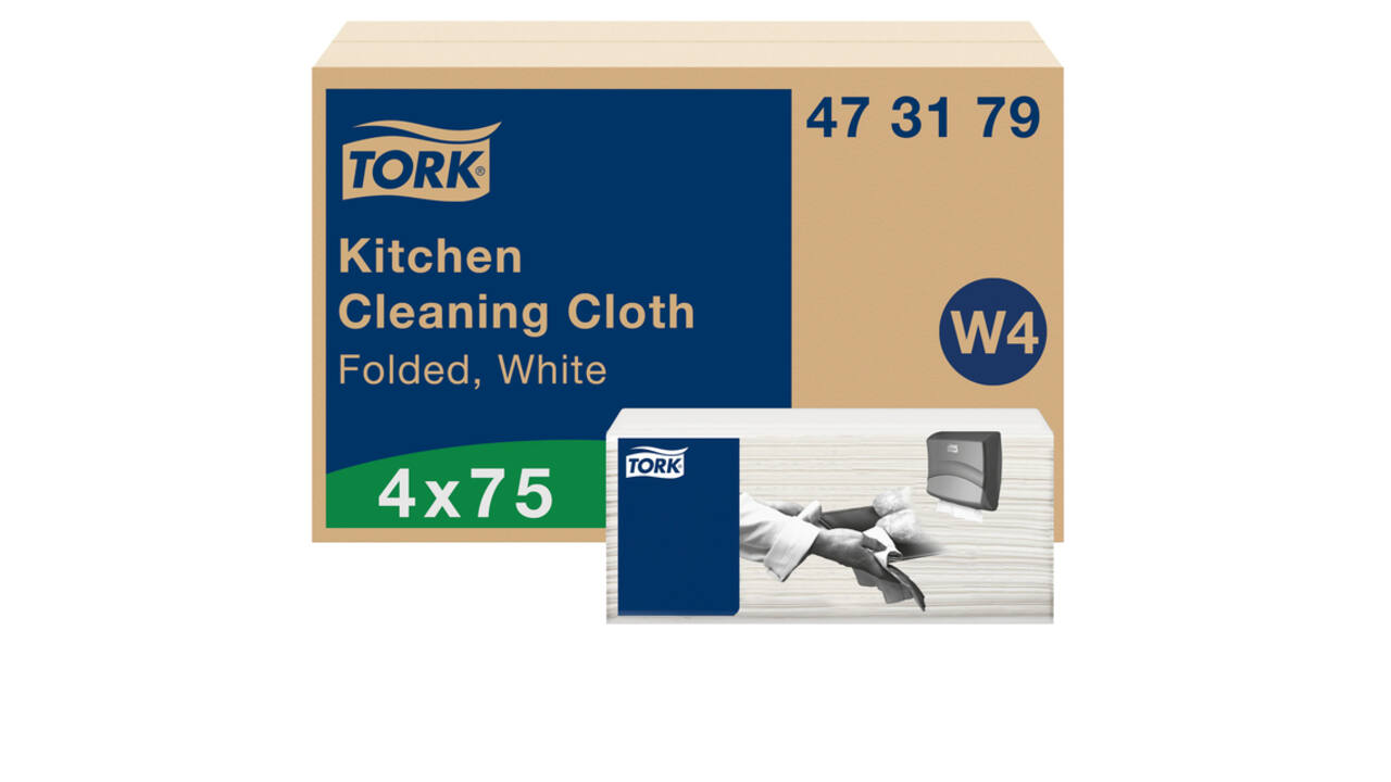Reinigingsdoek Tork W4 Premium gevouwen 1-laags 4x75 vel wit 473179