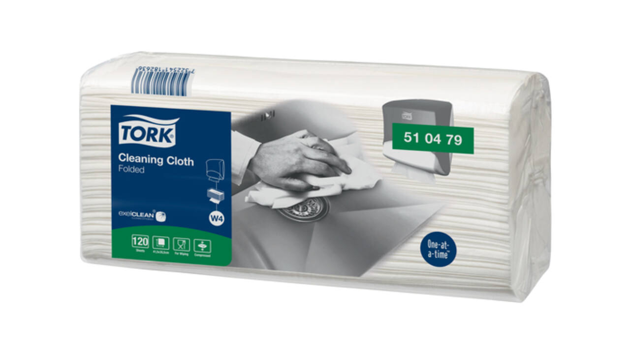 Reinigingsdoek Tork W4 Premium gevouwen 1-laags 4x120 vel wit 510479