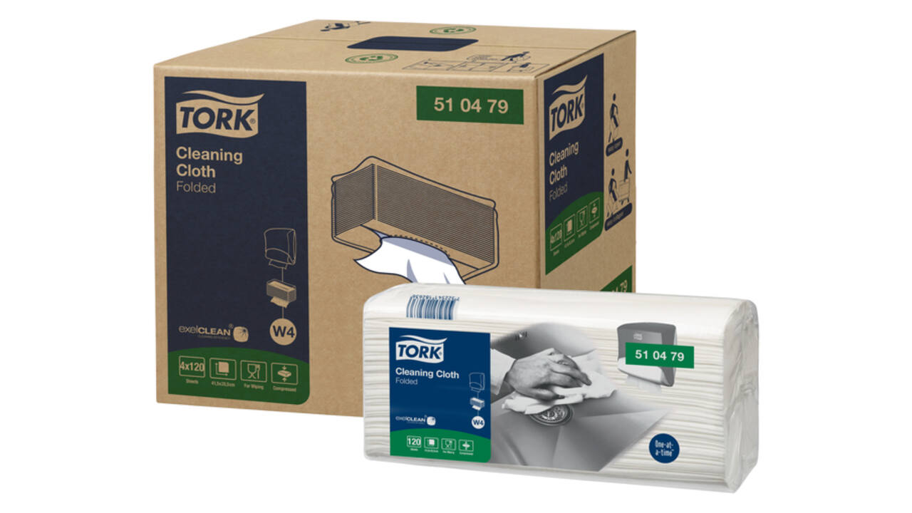 Reinigingsdoek Tork W4 Premium gevouwen 1-laags 4x120 vel wit 510479