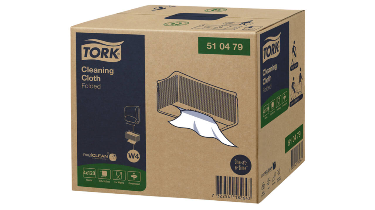 Reinigingsdoek Tork W4 Premium gevouwen 1-laags 4x120 vel wit 510479